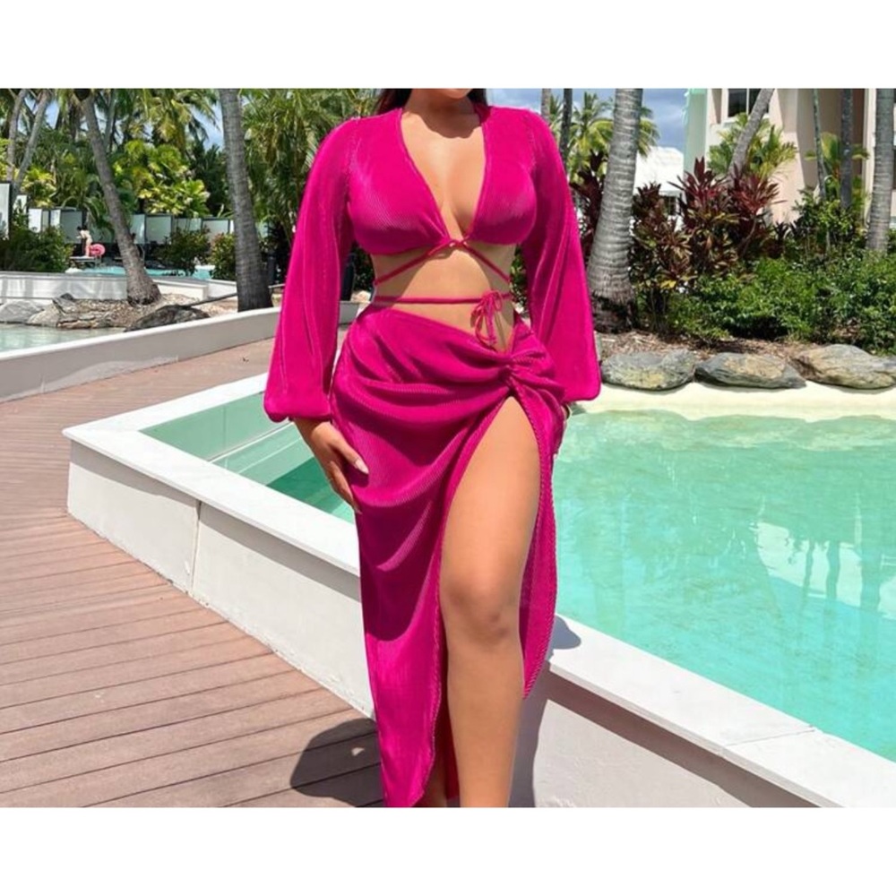Vibrant Pink Cutout Maxi Dress